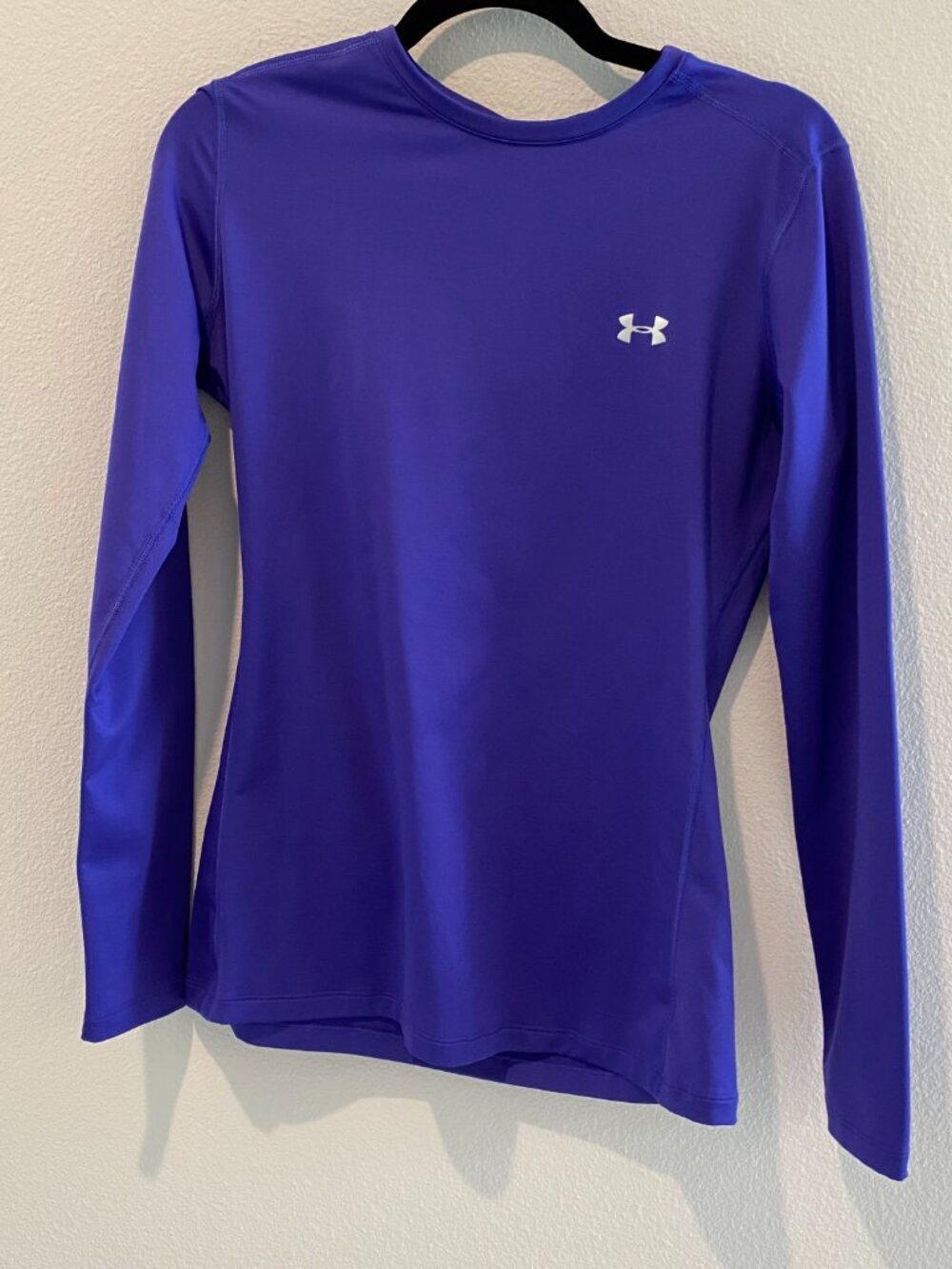 Under Armour Women ColdGear Crew Neck Long Sleeve Top Purple Large Fitted